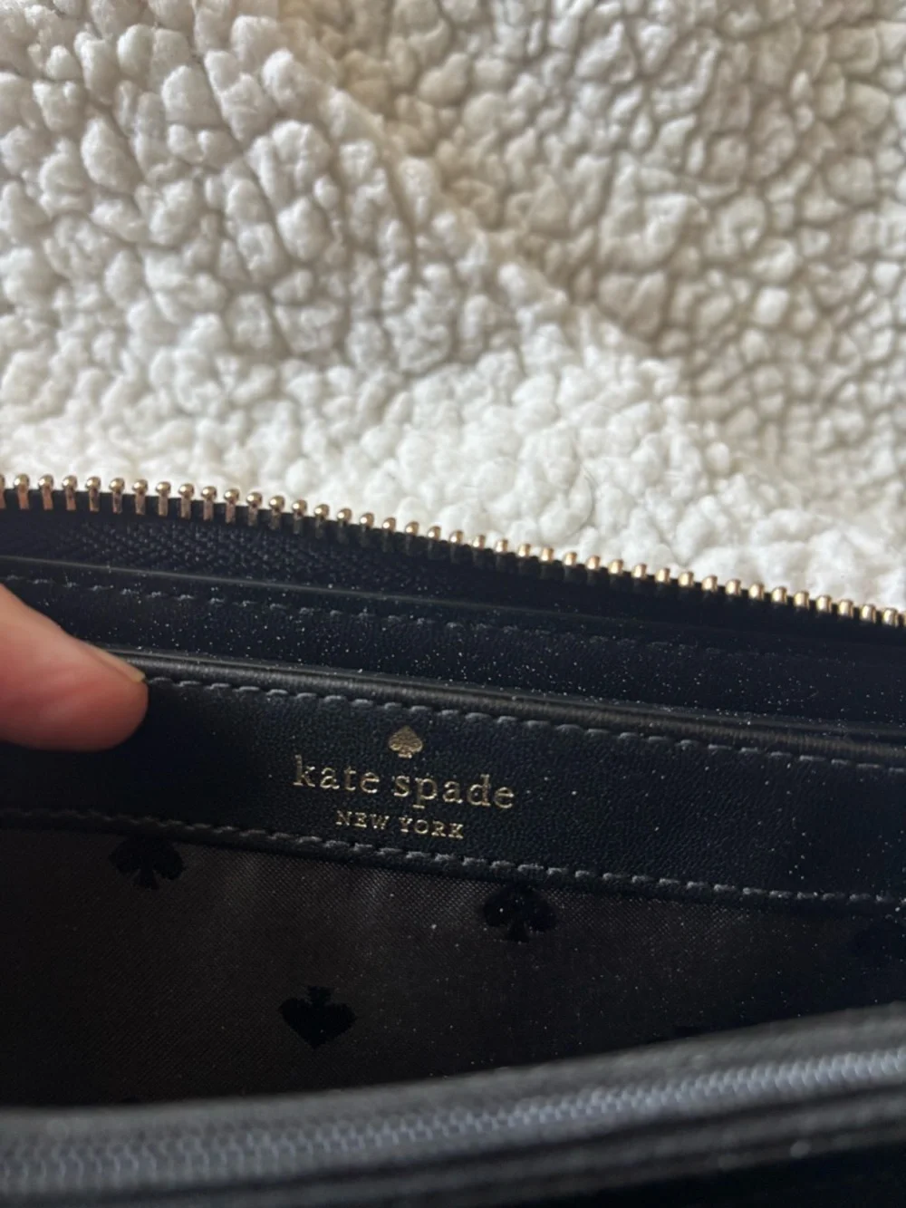 kate spade Black Wallet with Pink Floral Motif